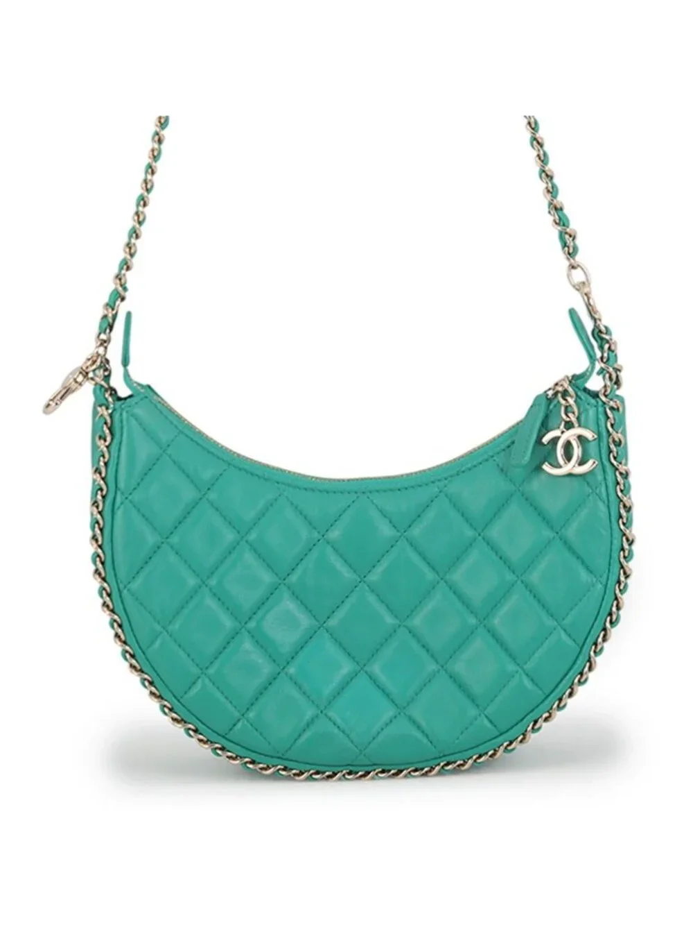 Chanel Chain Shoulder Bag Quilted Small Hobo CC Logo Lambskin
